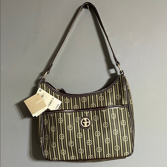 NWT Giani Bernini Brown Taupe
Logo Stripe Shoulder Bag - Picture 1 of 8